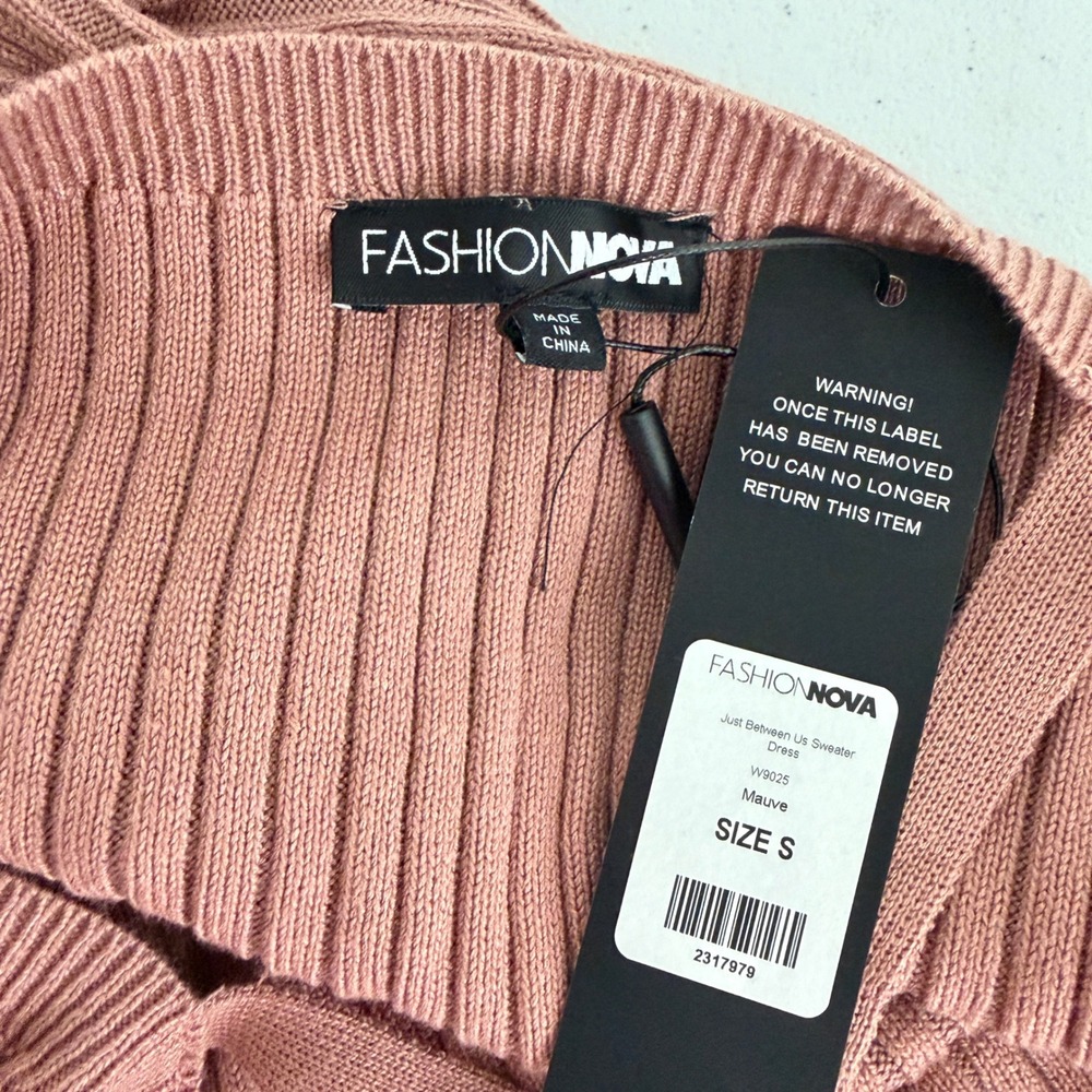 Fashion Nova Sweater Dress Womens Small Just Between Us Ribbed Mauve - Picture 8 of 12